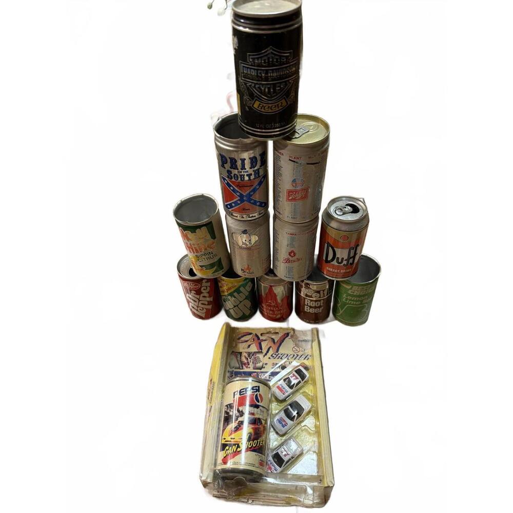 Vintage Soda & Beer Can Collection + Pepsi NASCAR Toy Pack